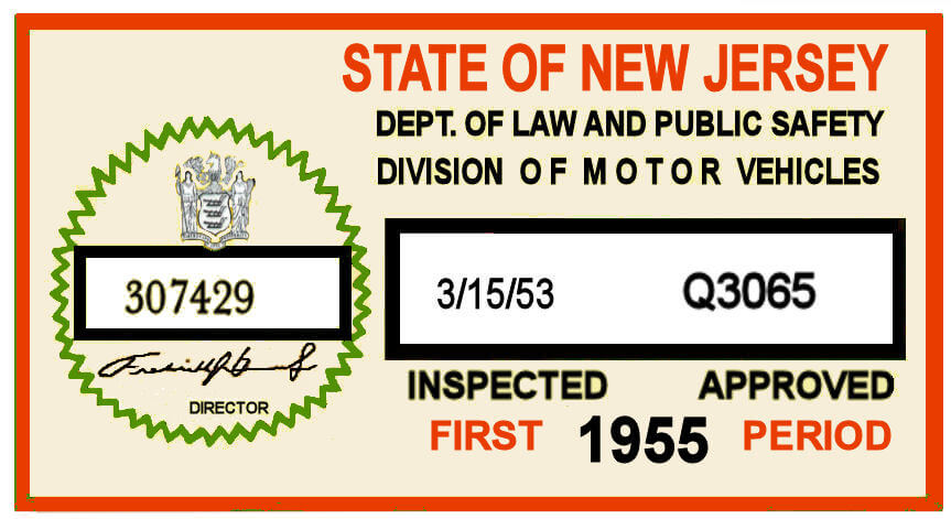 (image for) 1955 New Jersey First Period Inspection Sticker